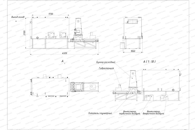Чертеж котла на щепе и опилках 0.3 МВт